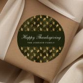 Elegant Oak Leaves Green Thanksgiving Ronde Sticker