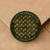 Elegant Oak Leaves Green Thanksgiving Ronde Sticker