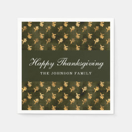 Elegant Oak Leaves Green Thanksgiving Servet