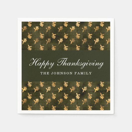 Elegant Oak Leaves Green Thanksgiving Servet (Voorkant)