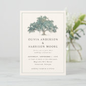 Elegant Oak Tree Green Southern Wedding Kaart (Staand voorkant)