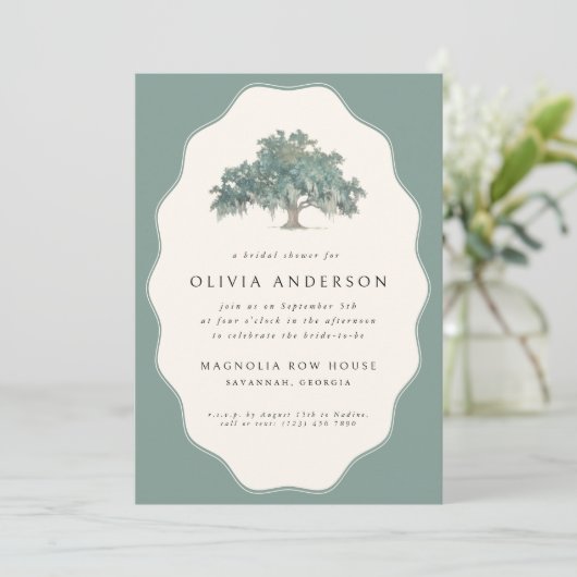 Elegant Oak Tree Southern Wedding Vrijgezellenfees Kaart (Staand voorkant)