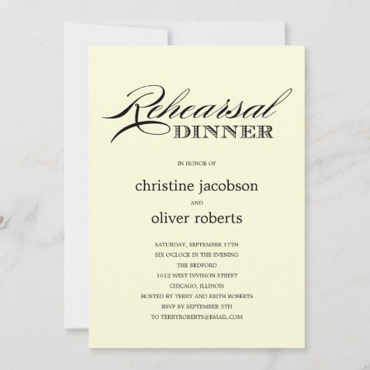 Elegant Occasion Rehearsal Dinner Invitations Kaart (Voorkant)