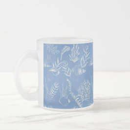 Elegant oceaanblauw toile matglas koffiemok