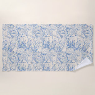 Elegant oceaanblauw toile strandlaken