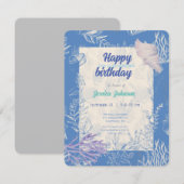 Elegant oceaanblauw toilet informatiekaartje (Voorkant / Achterkant)