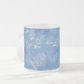 Elegant oceaanblauwe toile matglas koffiemok (Voorkant links)