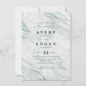 Elegant Ocean Aqua Marble & Glitter Wedding Kaart (Voorkant)