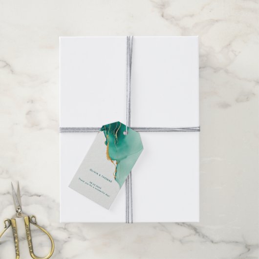 Elegant Ocean Beach Emerald Chic Wedding Dank u Cadeaulabel (Met Touw)