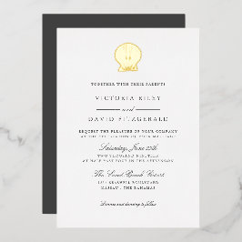 Elegant Ocean Beach SEASHELL WEDDING GOLD Foil I Folie Uitnodiging