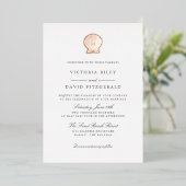 Elegant Ocean Beach SEASHELL WEDDING ROOS GOLD Folie Uitnodiging (Staand Voorkant)