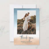 Elegant Ocean Beach Shore Sand Afbeelding bruiloft Bedankkaart (Achterkant)