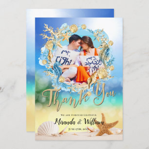 Elegant Ocean Beach Starfish Shell Dank u wel Kaart