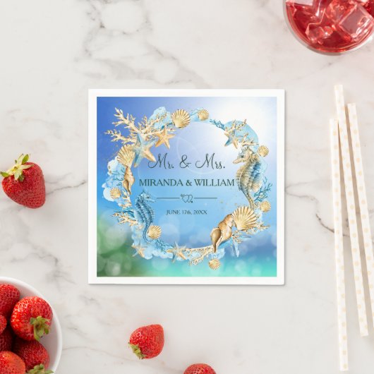 Elegant Ocean Beach Starfish Shell Wedding Servet (Insitu)