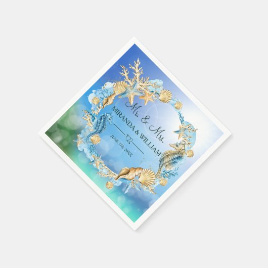 Elegant Ocean Beach Starfish Shell Wedding Servet (Hoek)