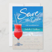 Elegant Ocean Beach Summer Drink Save the Date (Voorkant)