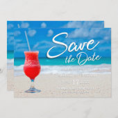 Elegant Ocean Beach Summer Drink Save the Date (Voorkant / Achterkant)