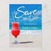 Elegant Ocean Beach Summer Drink Save the Date Aankondigingskaart (Voorkant)
