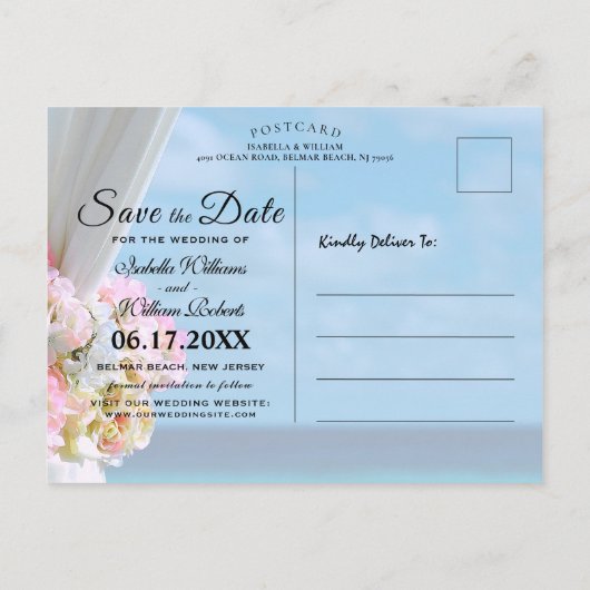 Elegant Ocean Beach Summer Save the Date Aankondigingskaart (Achterkant)