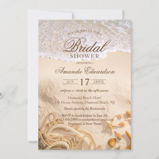 Elegant Ocean Beach Summer Vrijgezellenfeest Kaart (Voorkant)