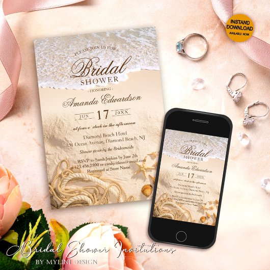 Elegant Ocean Beach Summer Vrijgezellenfeest Kaart