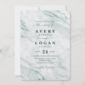 Elegant Ocean blauwgroen Aqua Metallic Marmer Wedd Kaart (Voorkant)