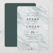 Elegant Ocean blauwgroen Aqua Metallic Marmer Wedd Kaart (Voorkant / Achterkant)