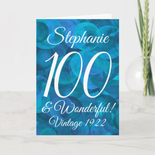 Elegant Ocean Blue 100 en geweldige verjaardag Kaart
