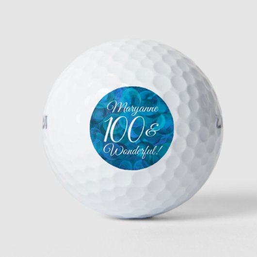 Elegant Ocean Blue 100 en Wonderful Birthday Golfballen (Voorkant)