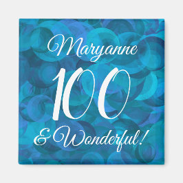 Elegant Ocean Blue 100 en Wonderful Birthday Magneet