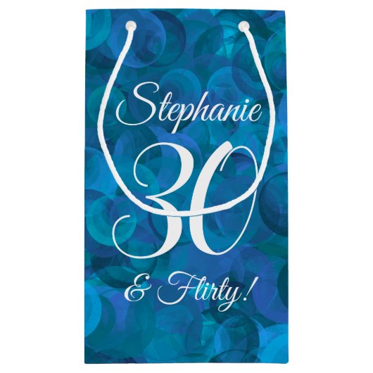 Elegant Ocean Blue 30 en Flirty Birthday Party Klein Cadeauzakje (Achterkant)