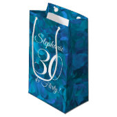 Elegant Ocean Blue 30 en Flirty Birthday Party Klein Cadeauzakje (Voorkant Gekanteld)