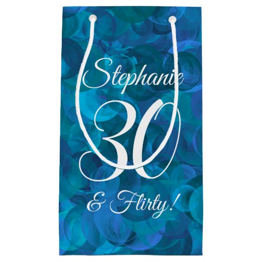 Elegant Ocean Blue 30 en Flirty Birthday Party Klein Cadeauzakje (Voorkant)