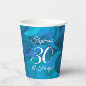 Elegant Ocean Blue 30 en Flirty Birthday Party Papieren Bekers (Voorkant)