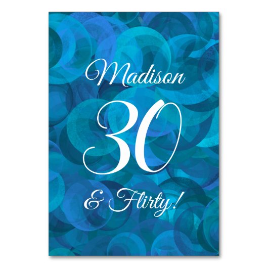 Elegant Ocean Blue 30 & Flirty Birthday Party Kaart (Achterkant)