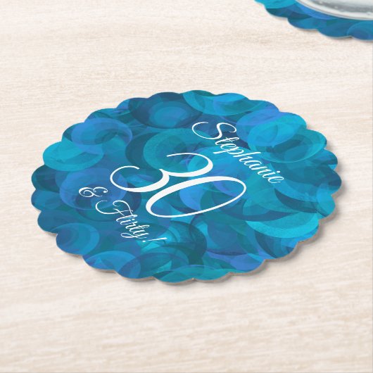 Elegant Ocean Blue 30 & Flirty Birthday Party Kartonnen Onderzetters (Gekanteld)