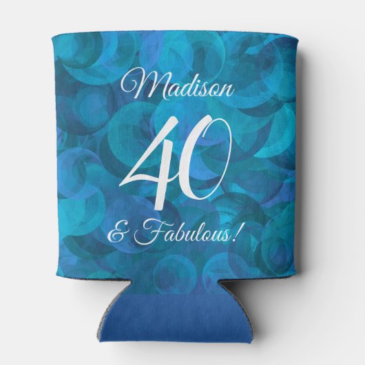 Elegant Ocean Blue 40 en Fabulous Birthday Party Blikjeskoeler (Achterkant)