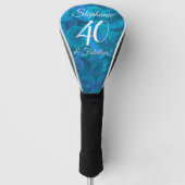 Elegant Ocean Blue 40 en Fabulous Birthday Party Golfheadcover (Voorkant)