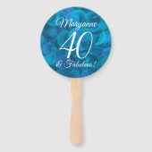 Elegant Ocean Blue 40 en Fabulous Birthday Party Handwaaier (Achterkant)