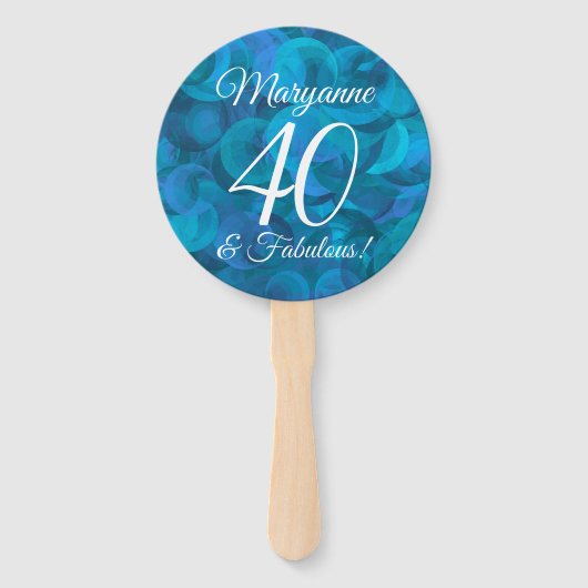 Elegant Ocean Blue 40 en Fabulous Birthday Party Handwaaier (Voorkant)
