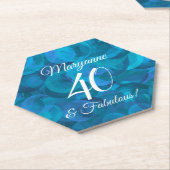 Elegant Ocean Blue 40 en Fabulous Birthday Party Kartonnen Onderzetters (Schuin)