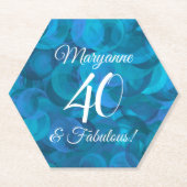 Elegant Ocean Blue 40 en Fabulous Birthday Party Kartonnen Onderzetters (Voorkant)