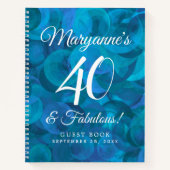 Elegant Ocean Blue 40 en Fabulous Birthday Party Notitieboek (Voorkant)