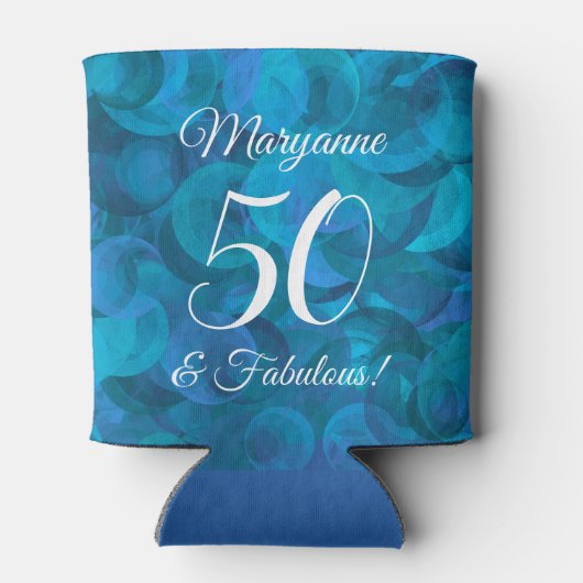 Elegant Ocean Blue 50 en Fabulous Birthday Party Blikjeskoeler (Achterkant)