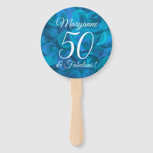 Elegant Ocean Blue 50 en Fabulous Birthday Party Handwaaier (Voorkant)