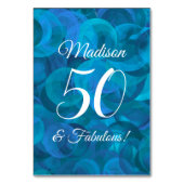 Elegant Ocean Blue 50 en Fabulous Birthday Party Kaart (Voorkant)