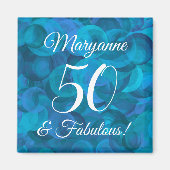 Elegant Ocean Blue 50 en Fabulous Birthday Party Magneet (Voorkant)