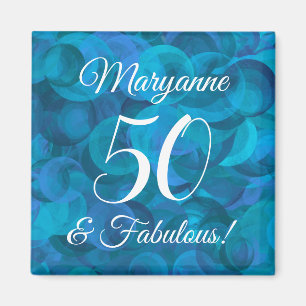 Elegant Ocean Blue 50 en Fabulous Birthday Party Magneet