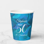 Elegant Ocean Blue 50 en Fabulous Birthday Party Papieren Bekers (Voorkant)