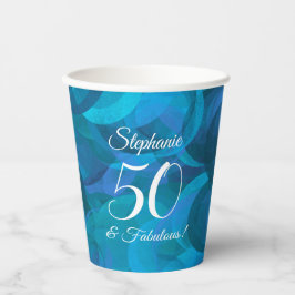 Elegant Ocean Blue 50 en Fabulous Birthday Party Papieren Bekers